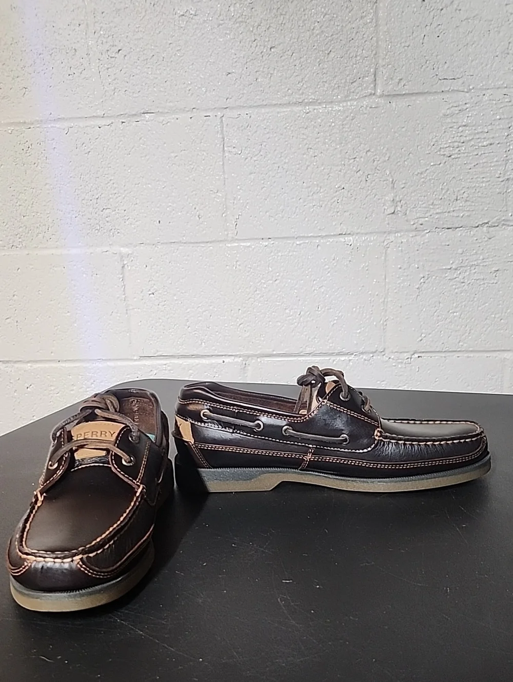 Sperry Gold Cup Men’s Dark Brown Leather Boat Shoes with Tan Accents